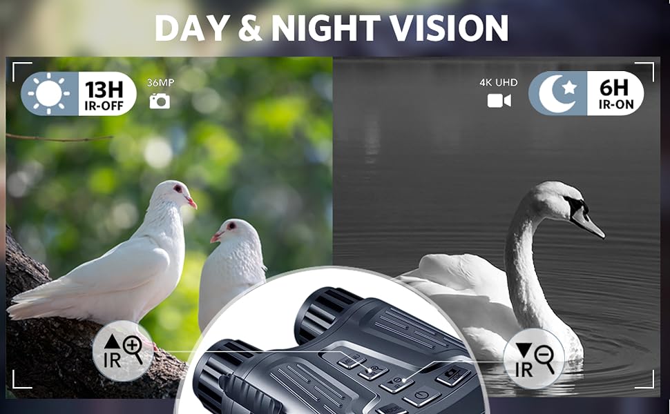 Night Vision Binoculars  8X Digital Zoom 1000ft HD 1080P with IR Illuminator & Video Recording