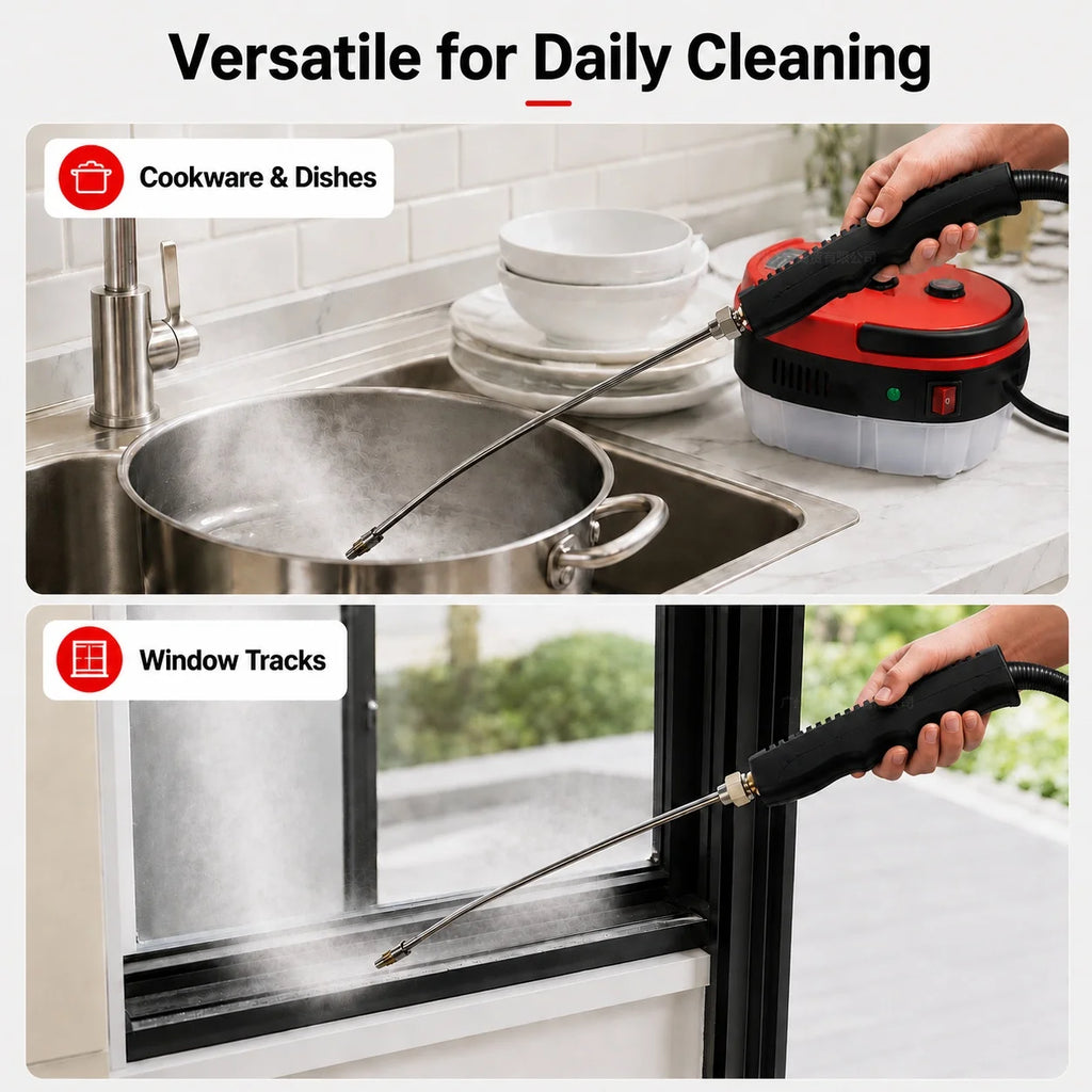 6-Speed Handheld Sanitizing High-Pressure Steam Cleaner With Brush Heads & Extended Hose For Large Capacity