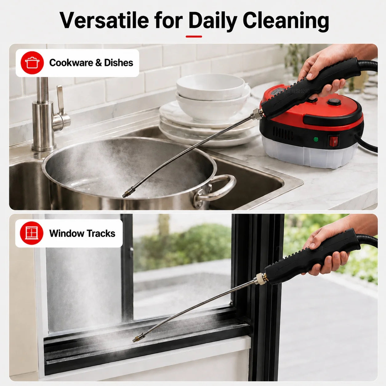 6-Speed Handheld Sanitizing High-Pressure Steam Cleaner With Brush Heads & Extended Hose For Large Capacity