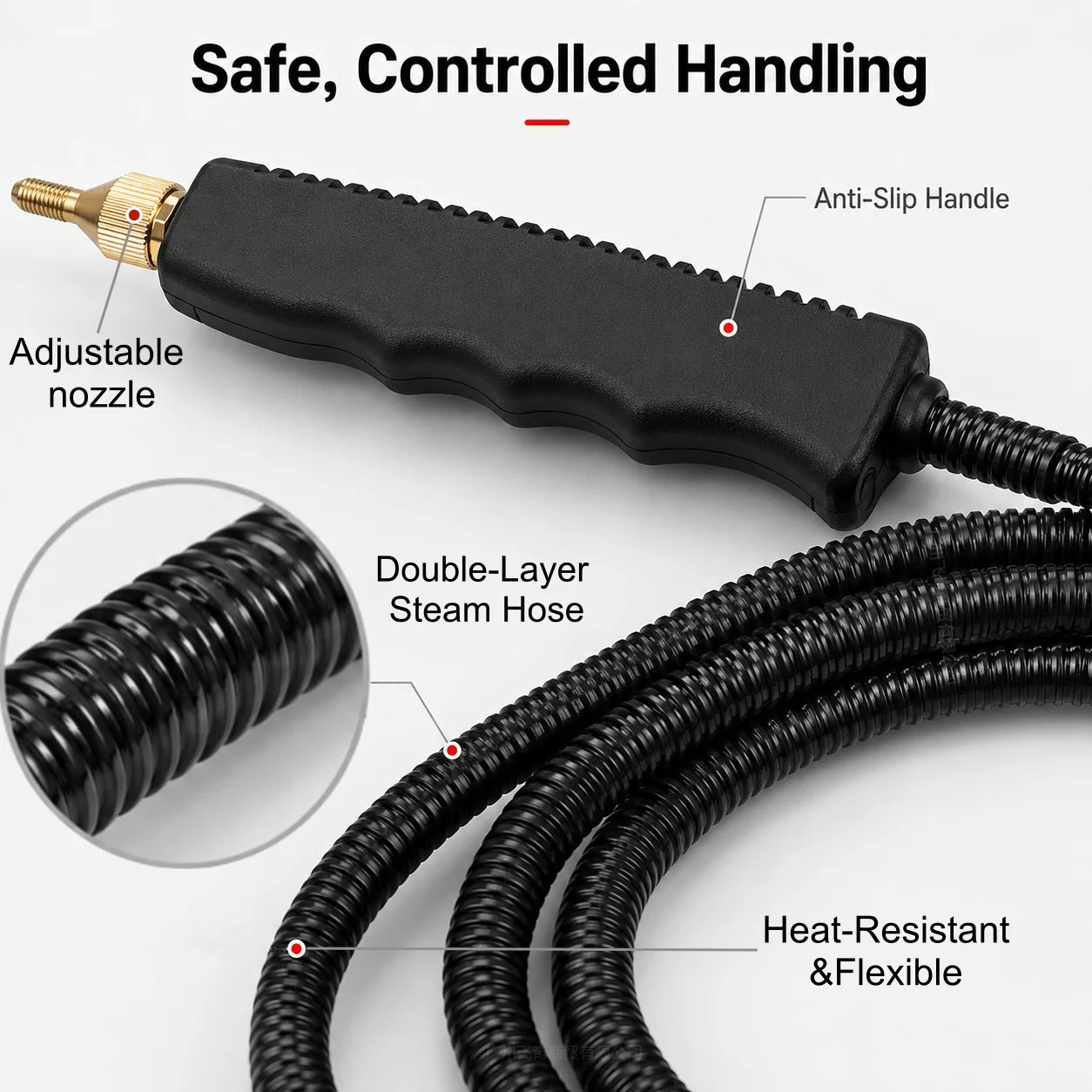6-Speed Handheld Sanitizing High-Pressure Steam Cleaner With Brush Heads & Extended Hose For Large Capacity