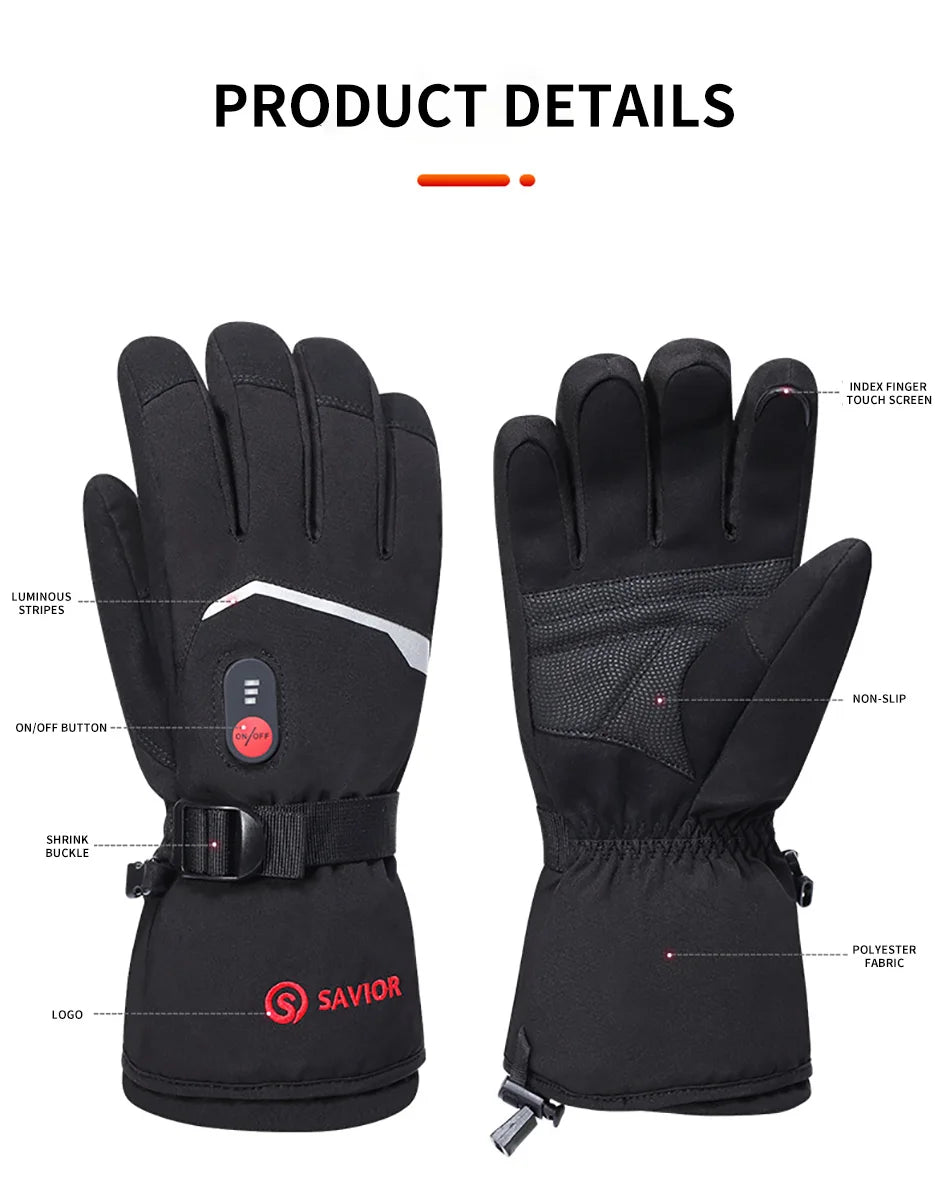 7.4V Electric Rechargeable  heated Gloves Waterproof