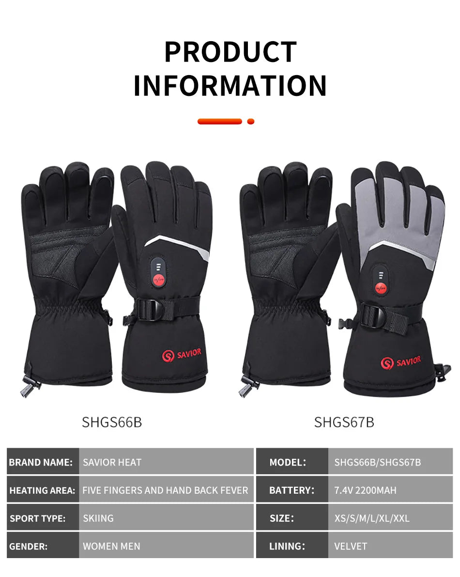 7.4V Electric Rechargeable  heated Gloves Waterproof