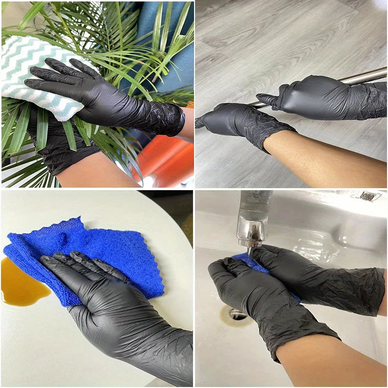 100/50/20PCS Black Nitrile Gloves Thickened Disposable Gloves