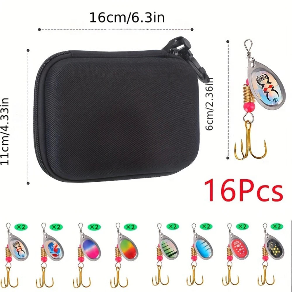 16pcs Metal Spinner Bait Fishing Lure Fishing