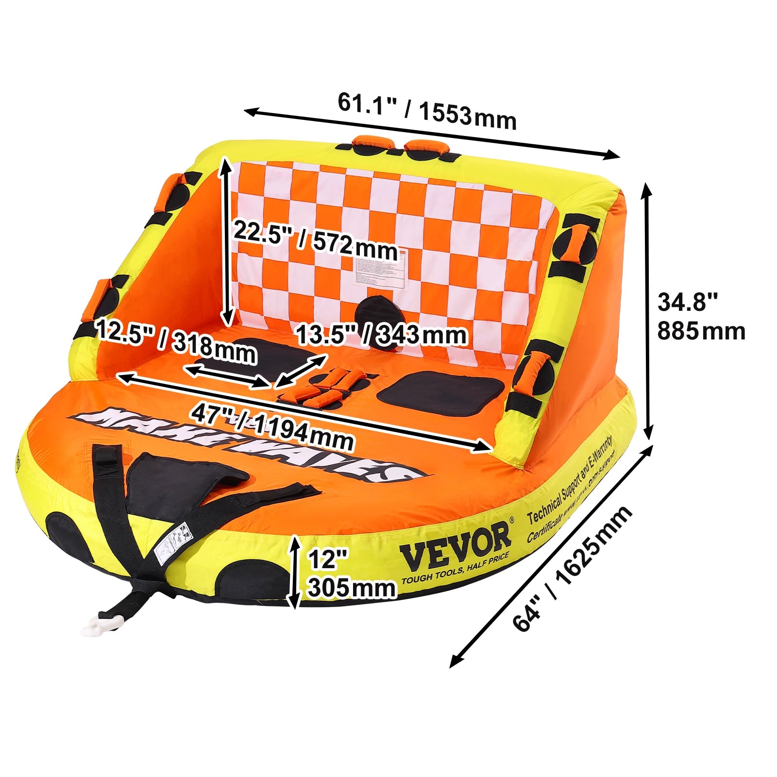 1-3 People Inflatable Towable Tube  for Boat