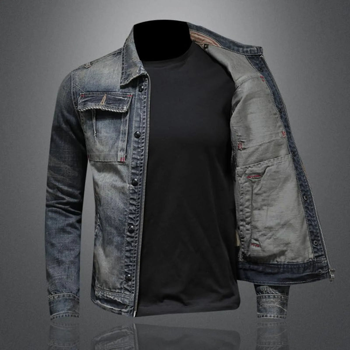 Vintage Denim Jacket Men's With Windbreaker