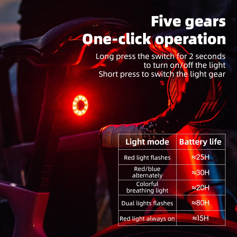 Bicycle Tail Light Smart Brake Sensing Light