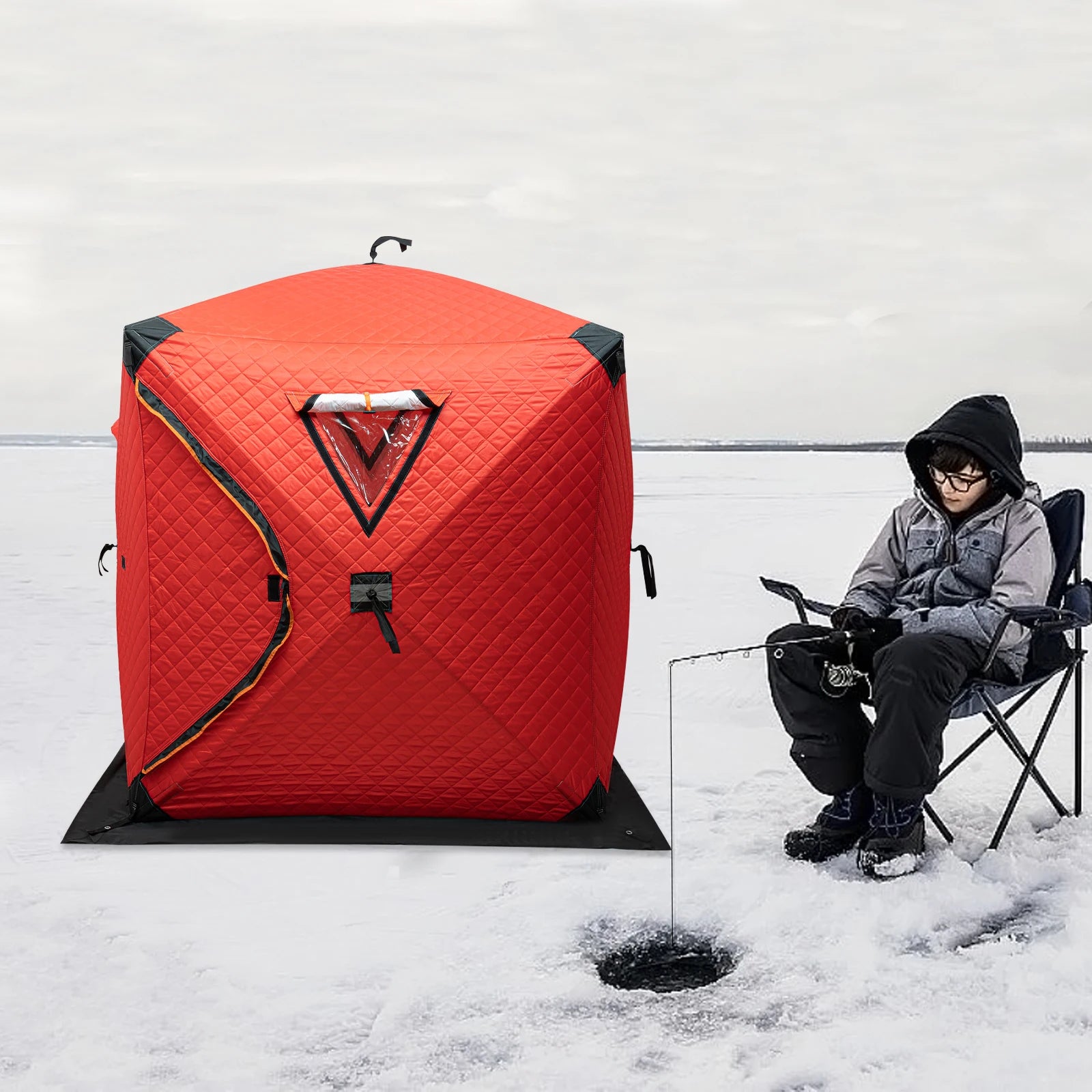 Orange/Blue/Red/Camouflage Ice Fishing Tent