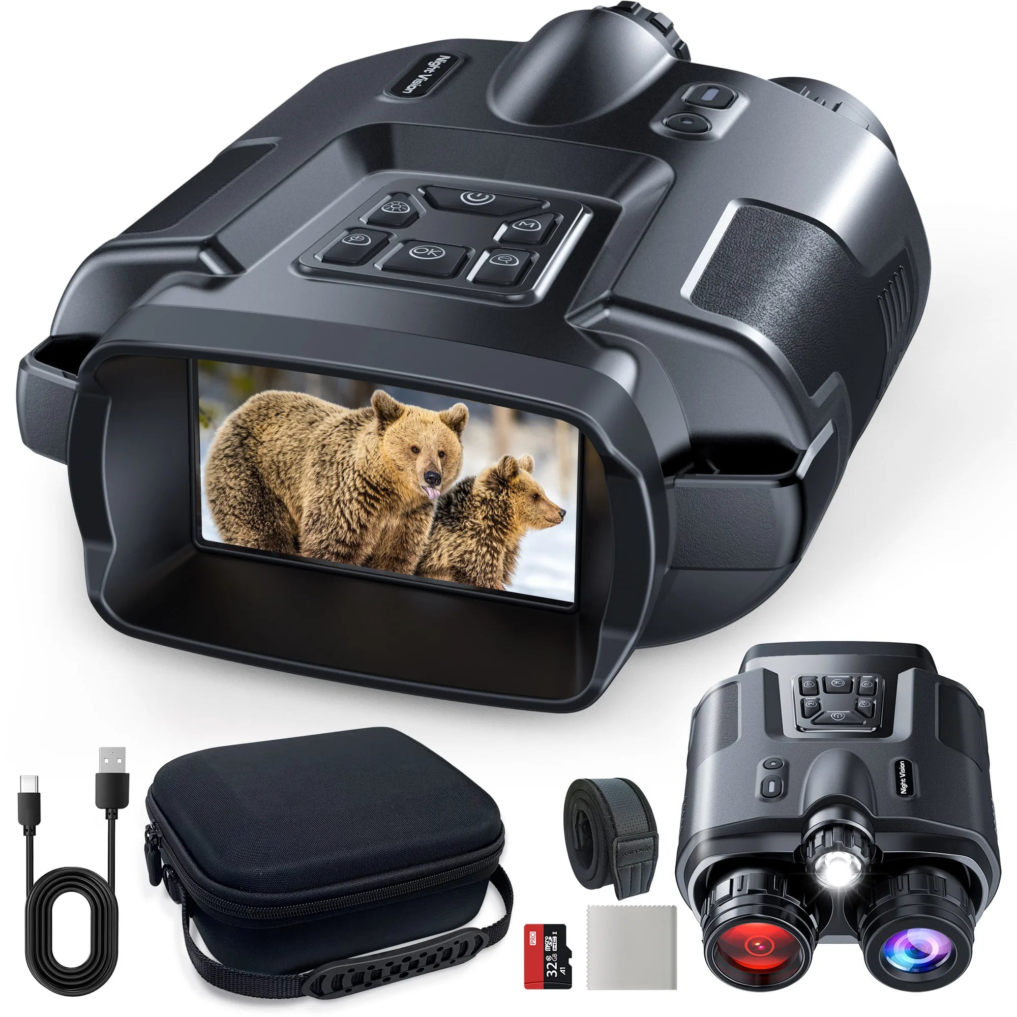 4K Night Vision Binoculars for Adults With Tactical Light,