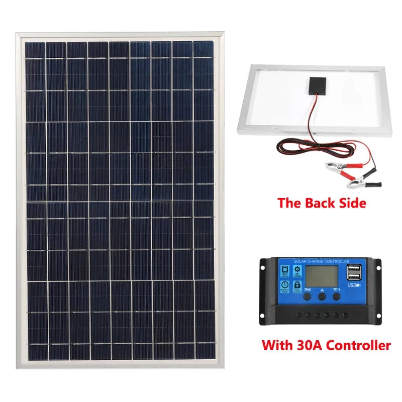 300W 12V Solar Panel Kit Complete  USB