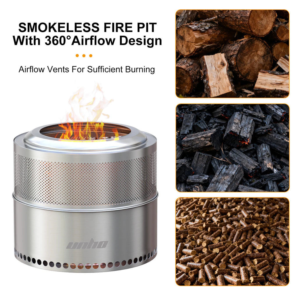 Wood Burning Stainless Steel Smokeless Fire Pit