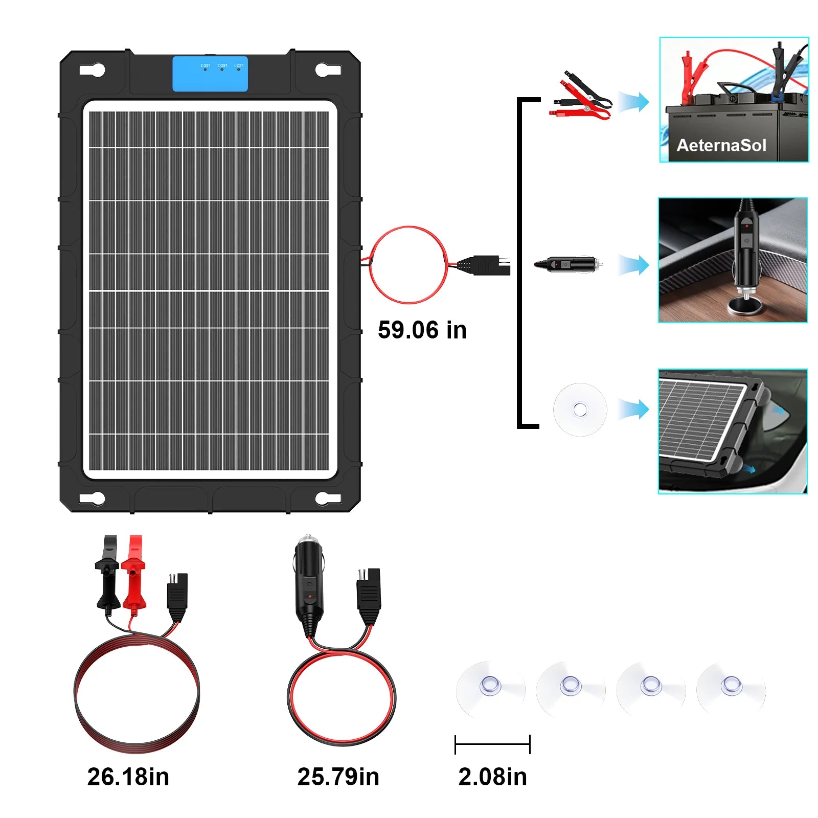 12V Solar Charger for Car Motorcycle Boat RV Batteries Maintenance