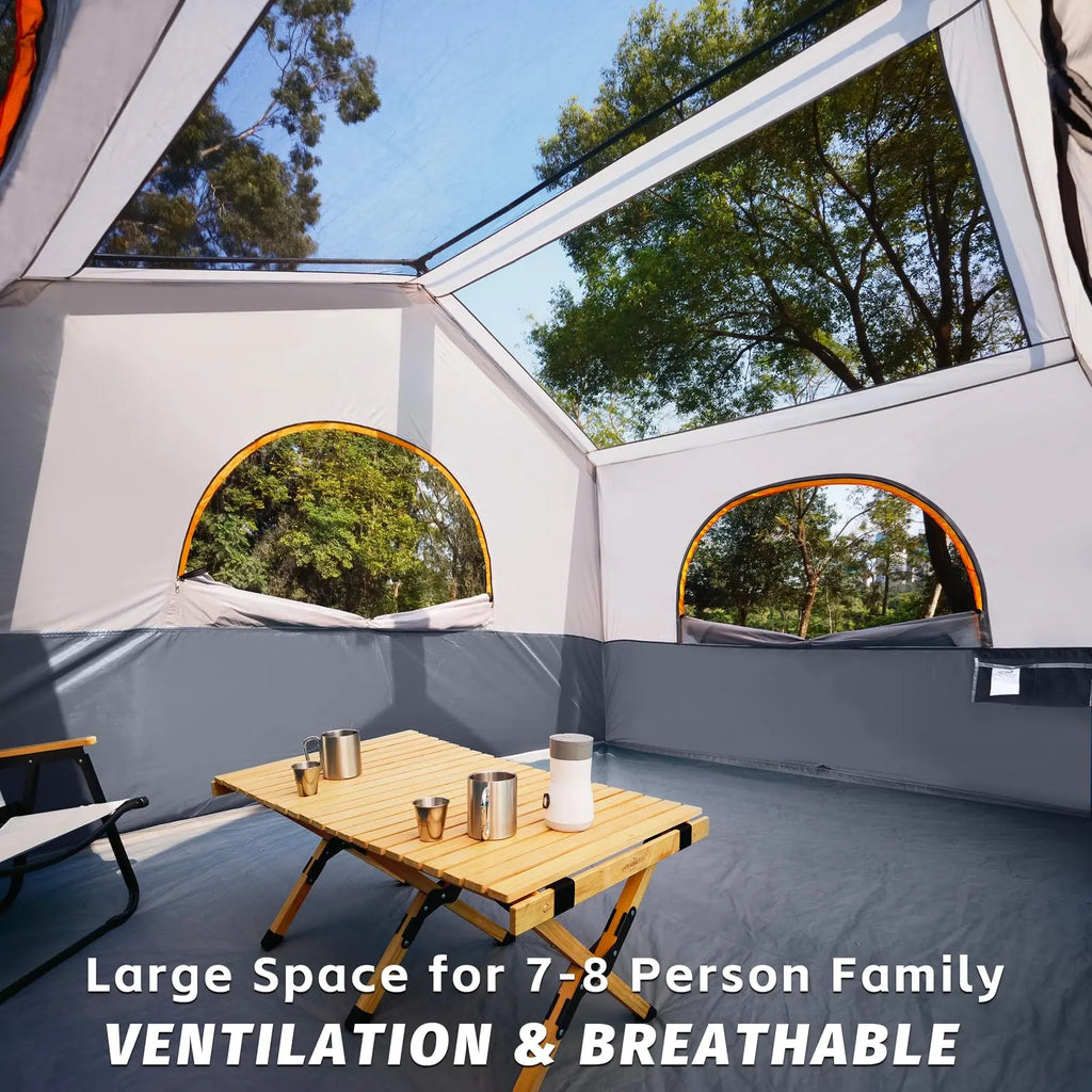 8 Person Camping Tent - Portable Family Cabin Tent for Camp