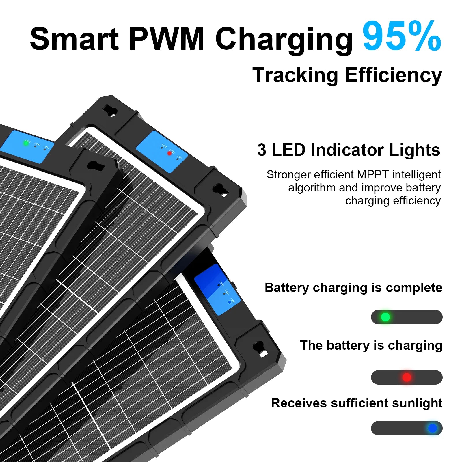 12V Solar Charger for Car Motorcycle Boat RV Batteries Maintenance