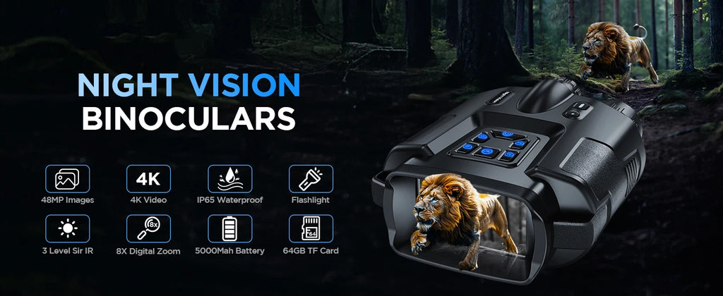 4K Night Vision Binoculars for Adults With Tactical Light,