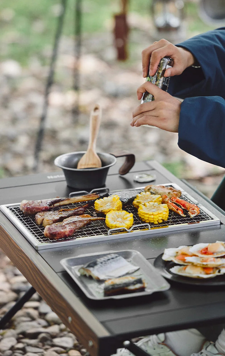 Naturehike Camping Charcoal Grill for IGT Table Portable Folding Barbecue Grill with Tongs Outdoor Car Cooking BBQ Rack