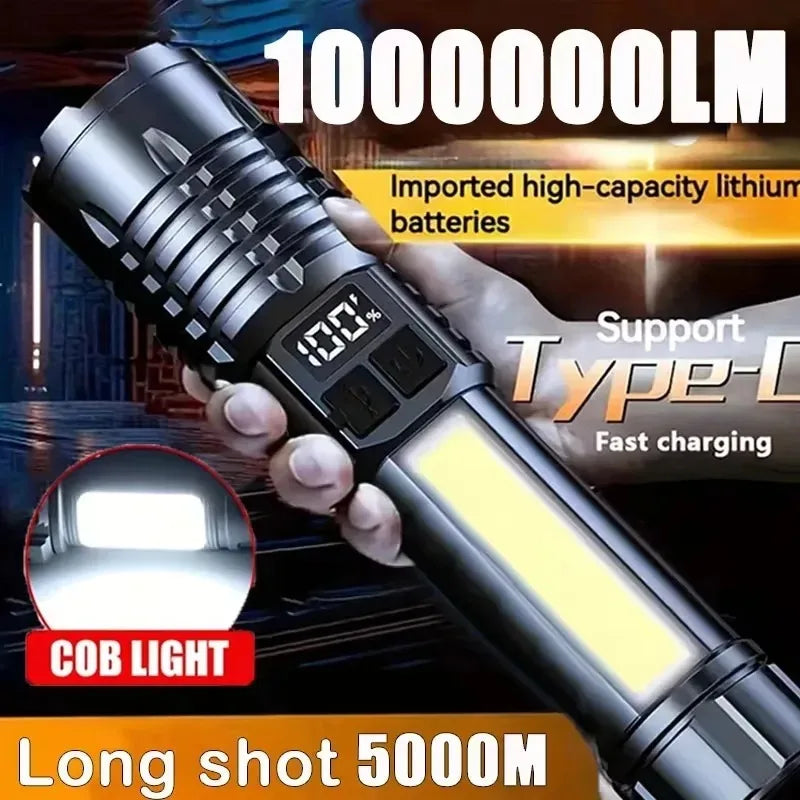 Super Bright COB LED Flashlight With Side Light