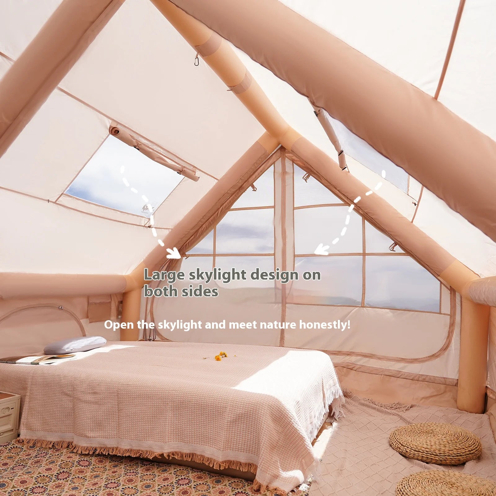 Inflatable Luxury Camping Tents With Stove Plug,