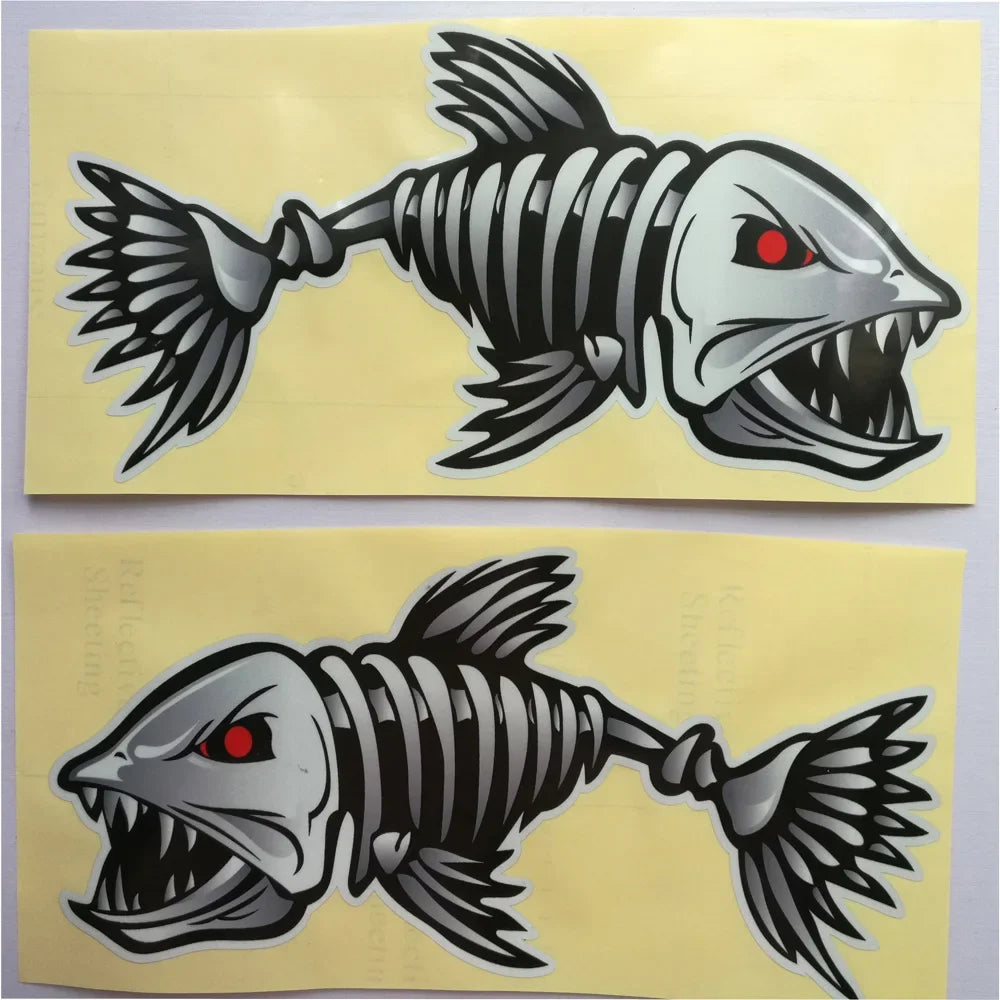 2 Pieces/set Scary Fish Skeleton Sticker