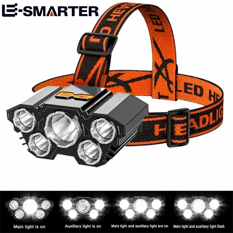 5 LED Flashlight Rechargeable  Head Light