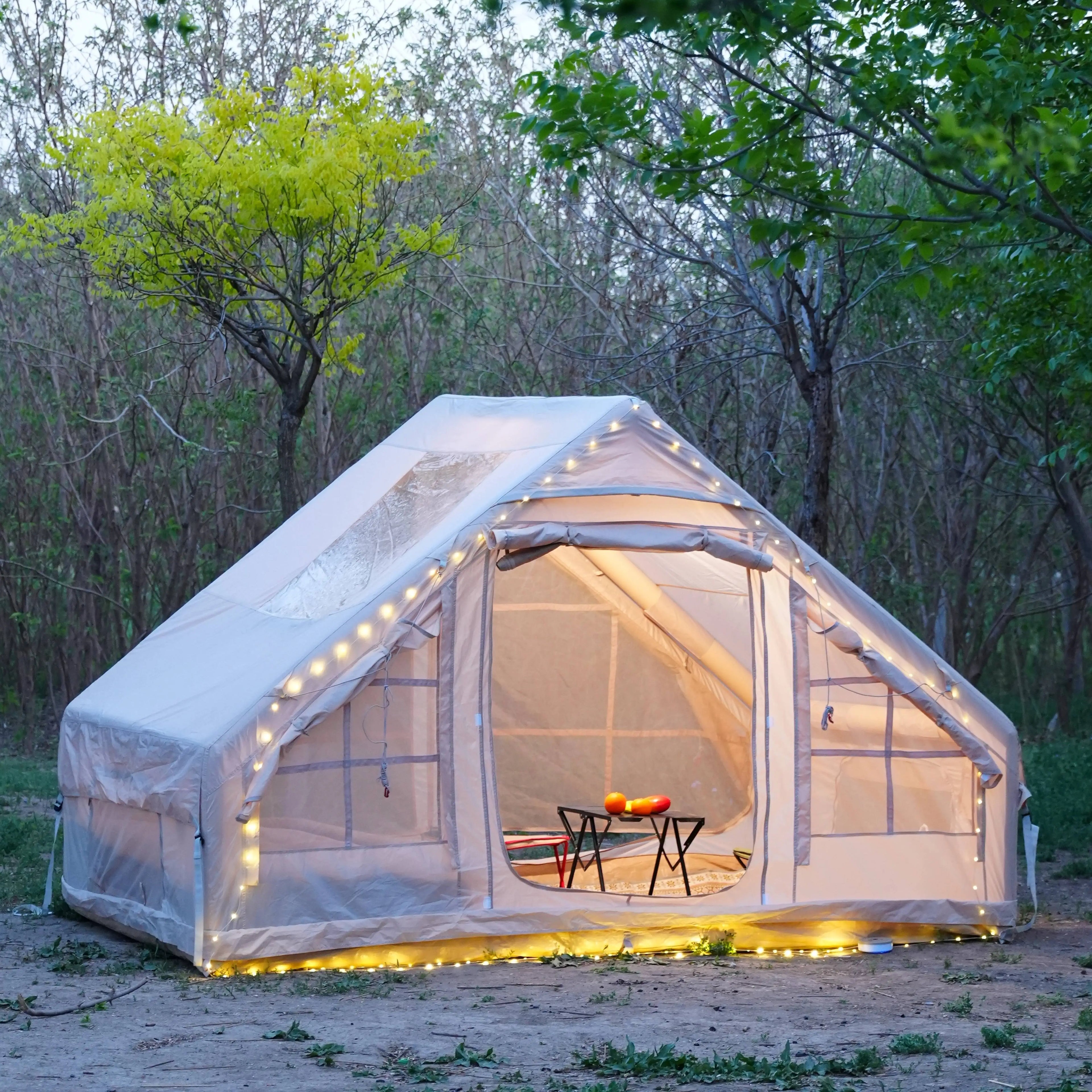 Inflatable Luxury Camping Tents With Stove Plug,