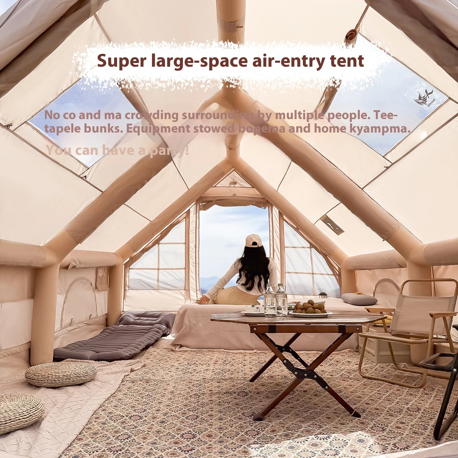 Inflatable Luxury Camping Tents With Stove Plug,