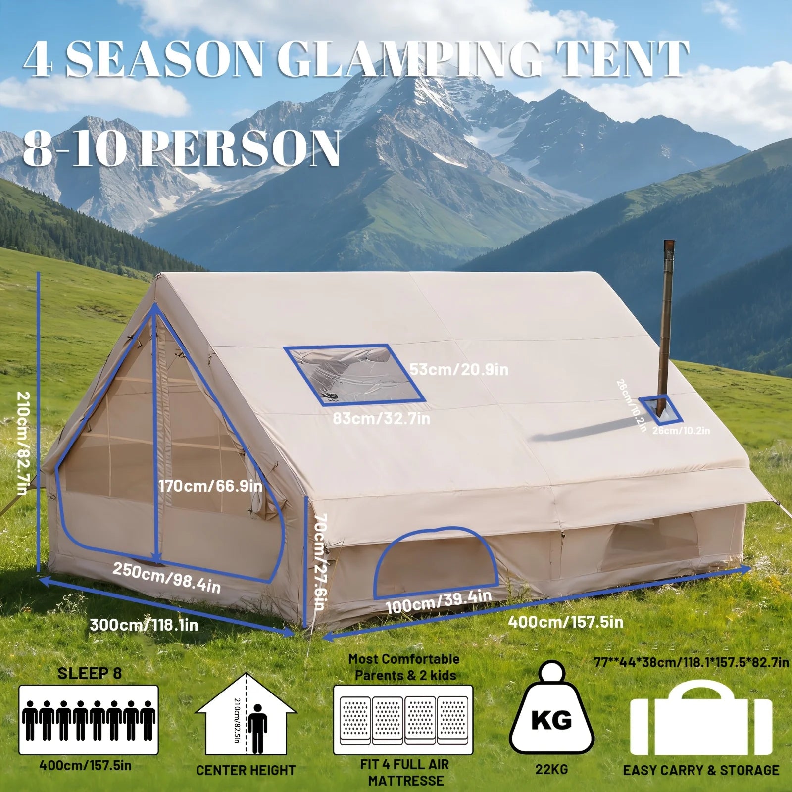 Large Inflatable Camping Tent with Skylight,