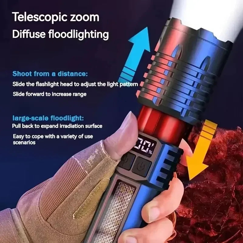 Super Bright COB LED Flashlight With Side Light
