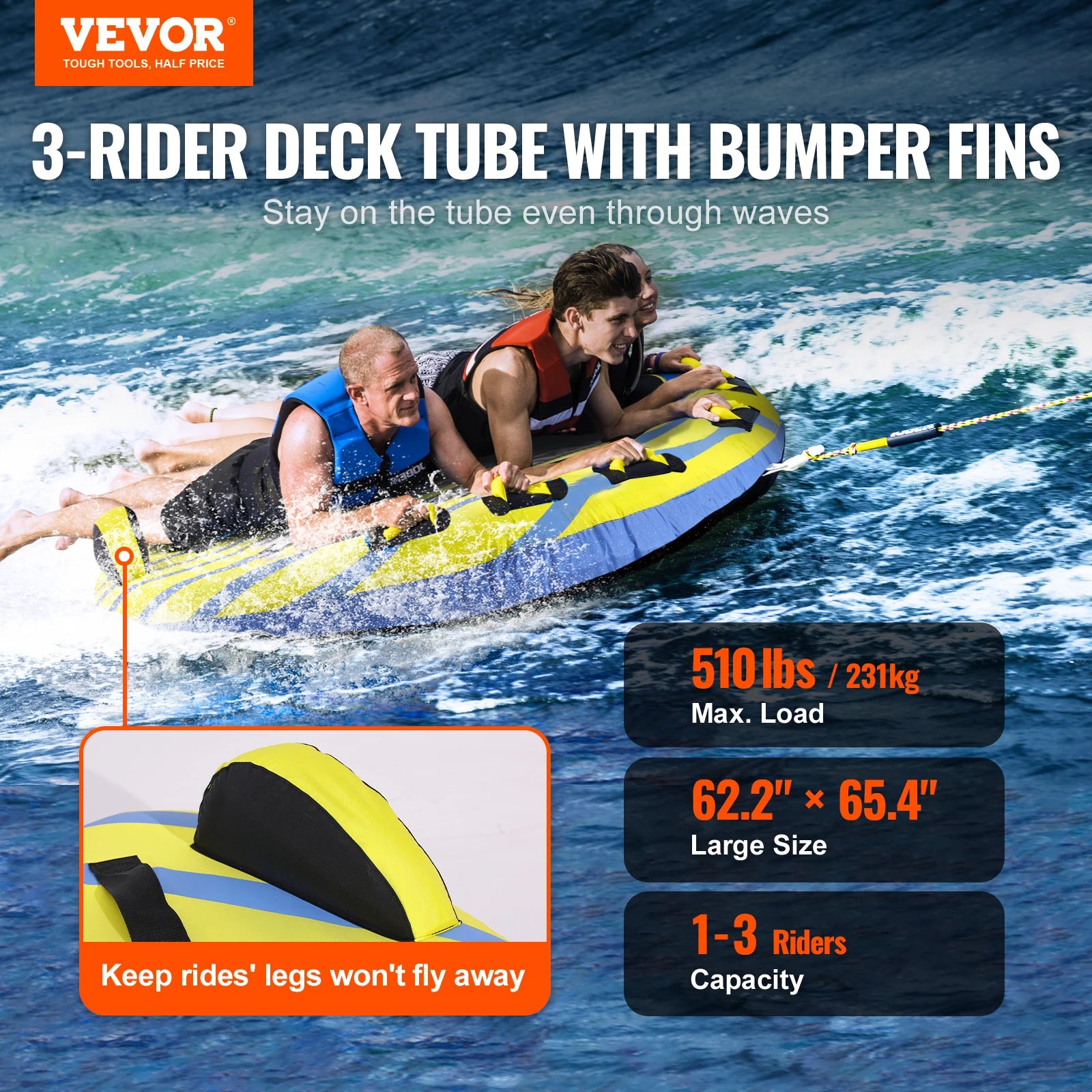 1-3 People Inflatable Towable Tube  for Boat