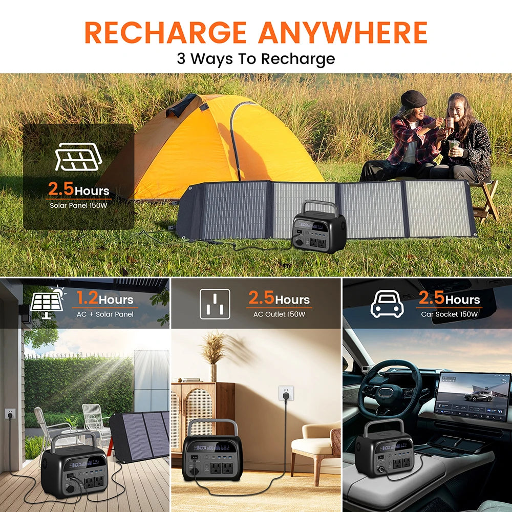 500W Portable Power Station 345.6Wh Solar Generator