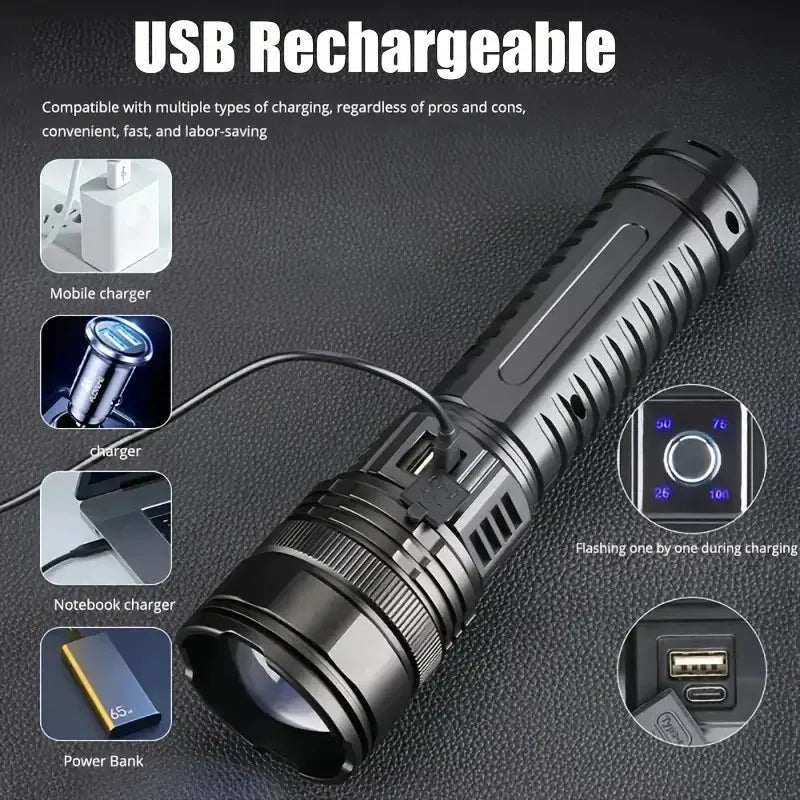 10000W  Flash Light Emergency Spotlights tactical rechargable