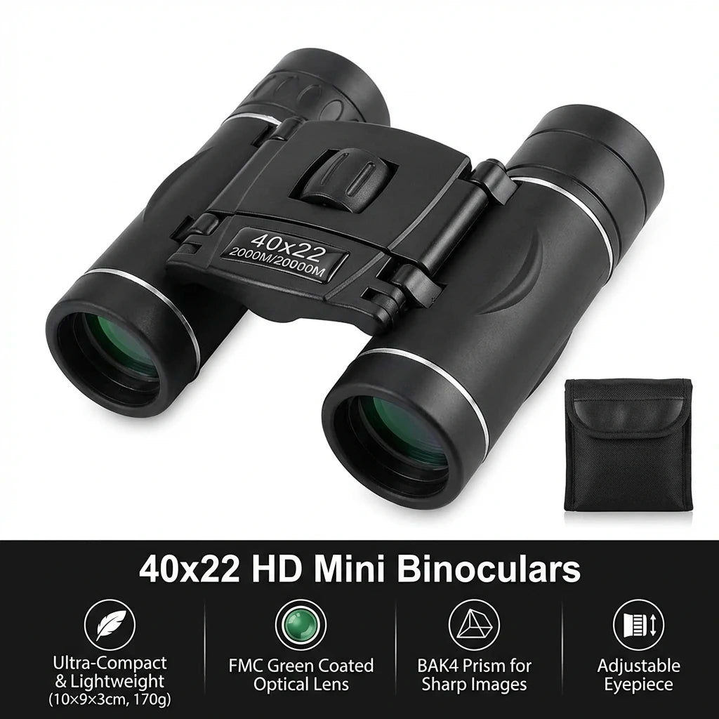 40x22 HD Folding Mini Binoculars with 2000M Range