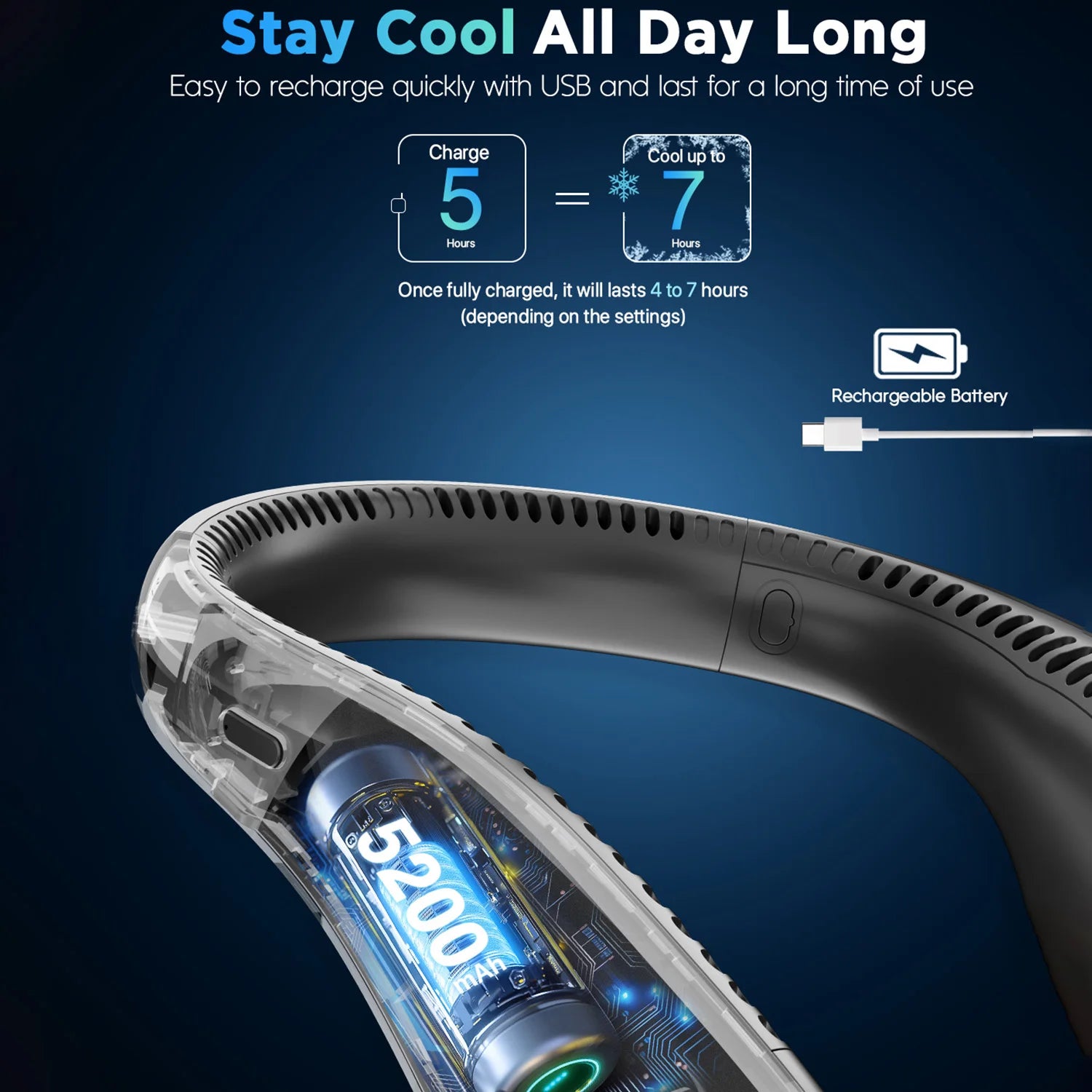 Rechargeable Neck Fan,