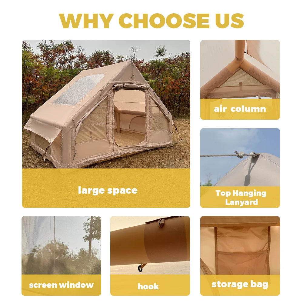 Inflatable Luxury Camping Tents With Stove Plug,