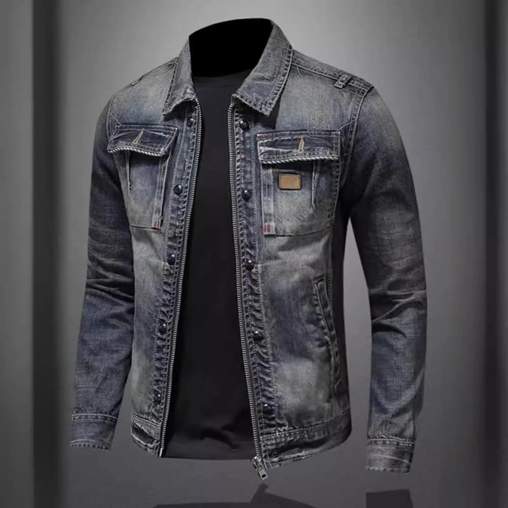 Vintage Denim Jacket Men's With Windbreaker