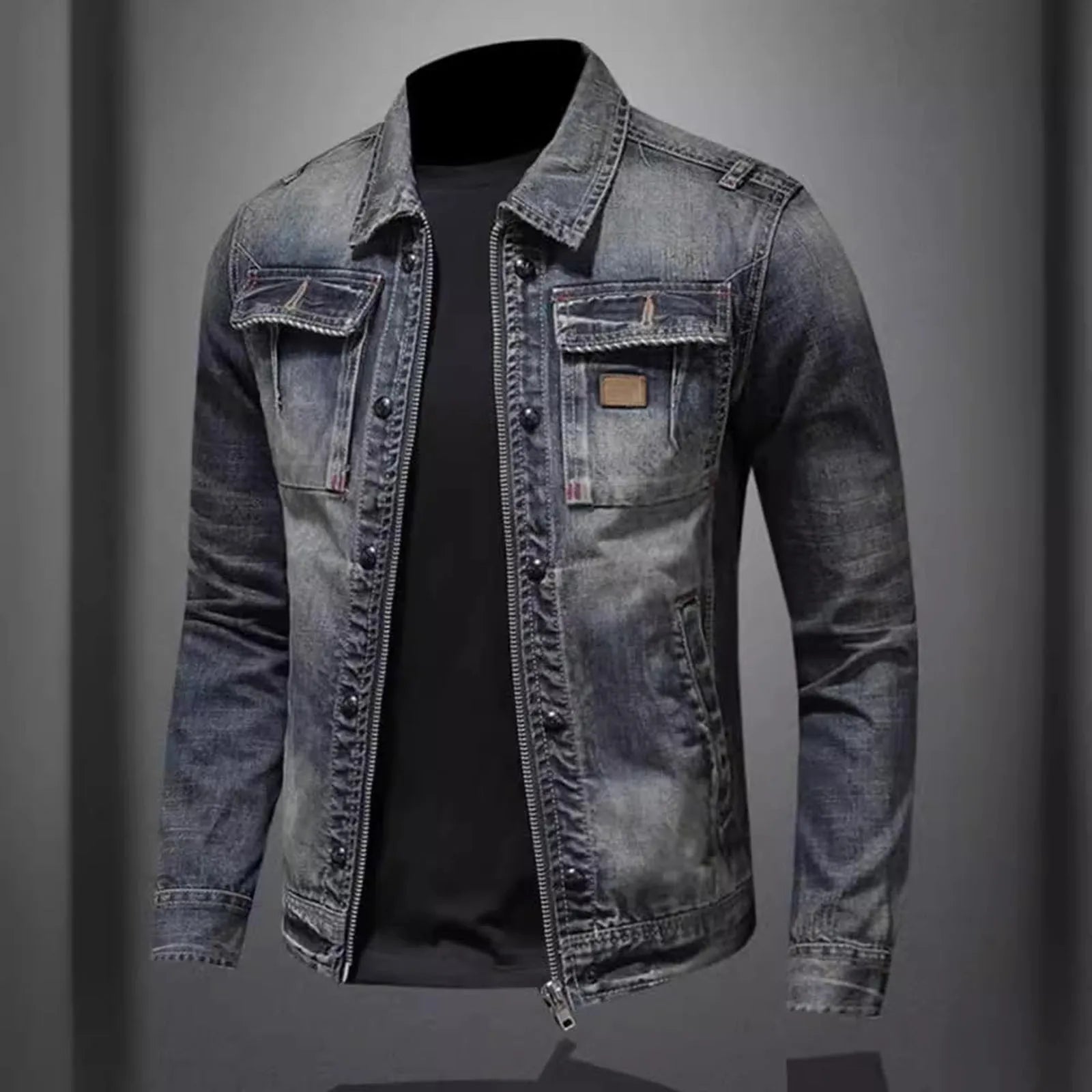 Vintage Denim Jacket Men's With Windbreaker