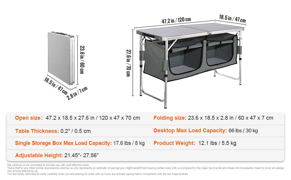 Kitchen Quick set-up Folding Camping Table