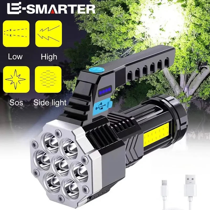 High Power Rechargeable 7 LED Flashlight