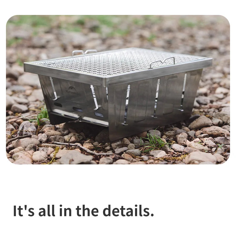 Naturehike Camping Charcoal Grill for IGT Table Portable Folding Barbecue Grill with Tongs Outdoor Car Cooking BBQ Rack