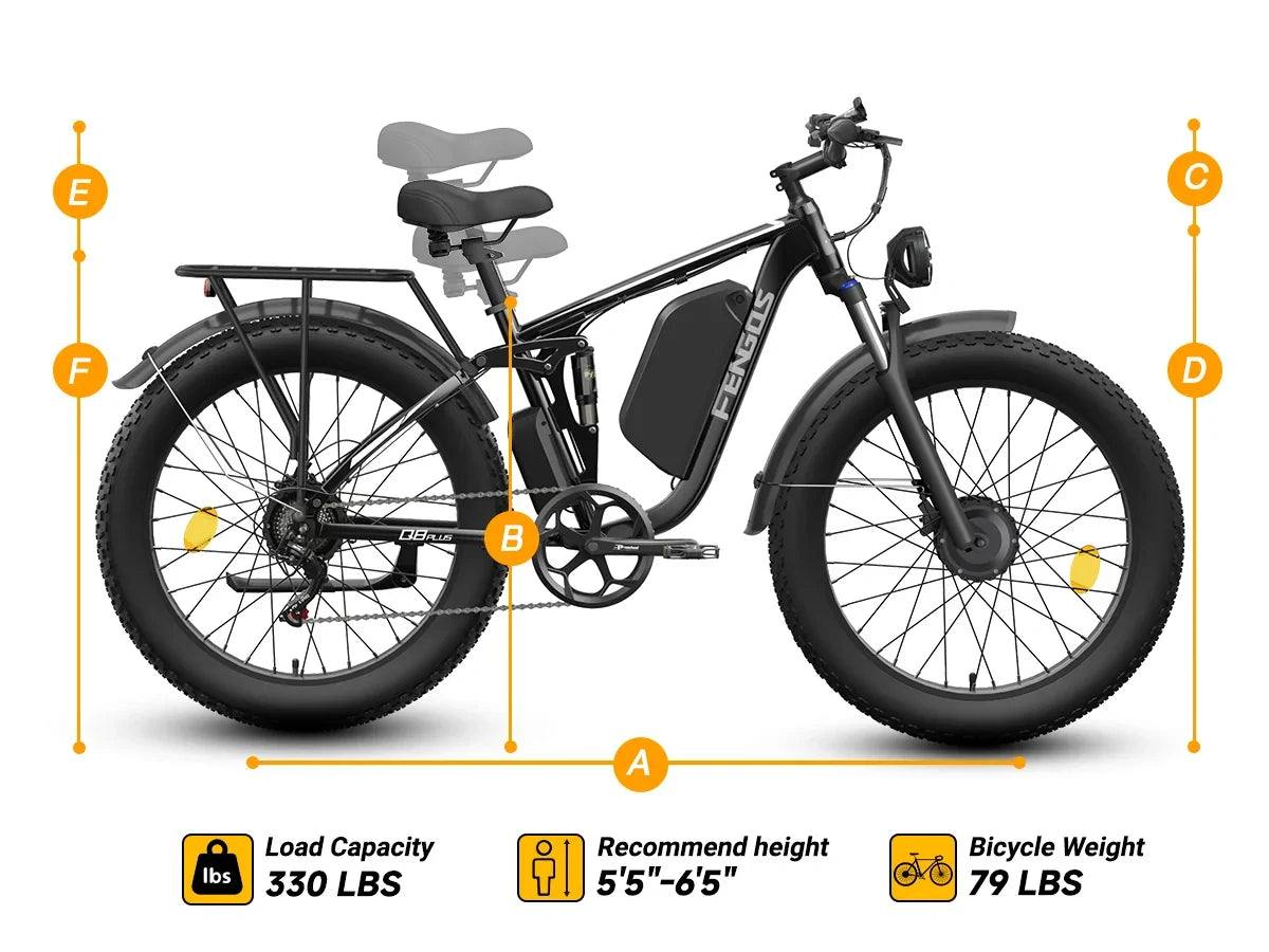 NEW Q8PLUS 5000W adult electric bicycle, 45MPH dual motor