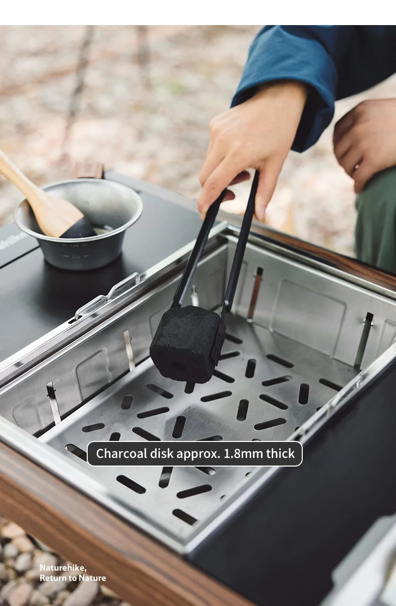 Naturehike Camping Charcoal Grill for IGT Table Portable Folding Barbecue Grill with Tongs Outdoor Car Cooking BBQ Rack