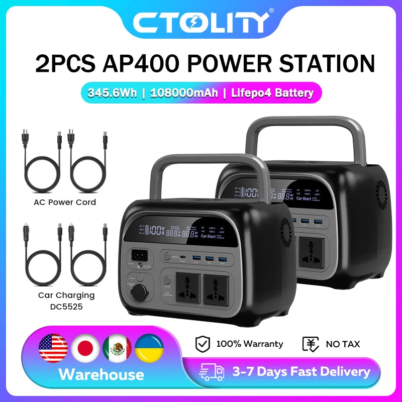 500W Portable Power Station 345.6Wh Solar Generator