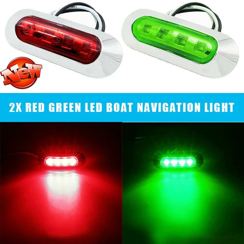 2Pcs Red Green Boat Navigation LED Lights
