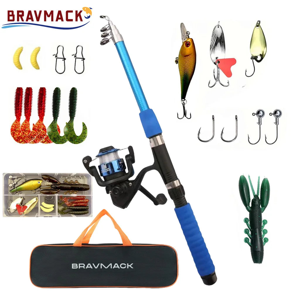 Fishing Pole Set Full Kits With Telescopic Fishing Rod