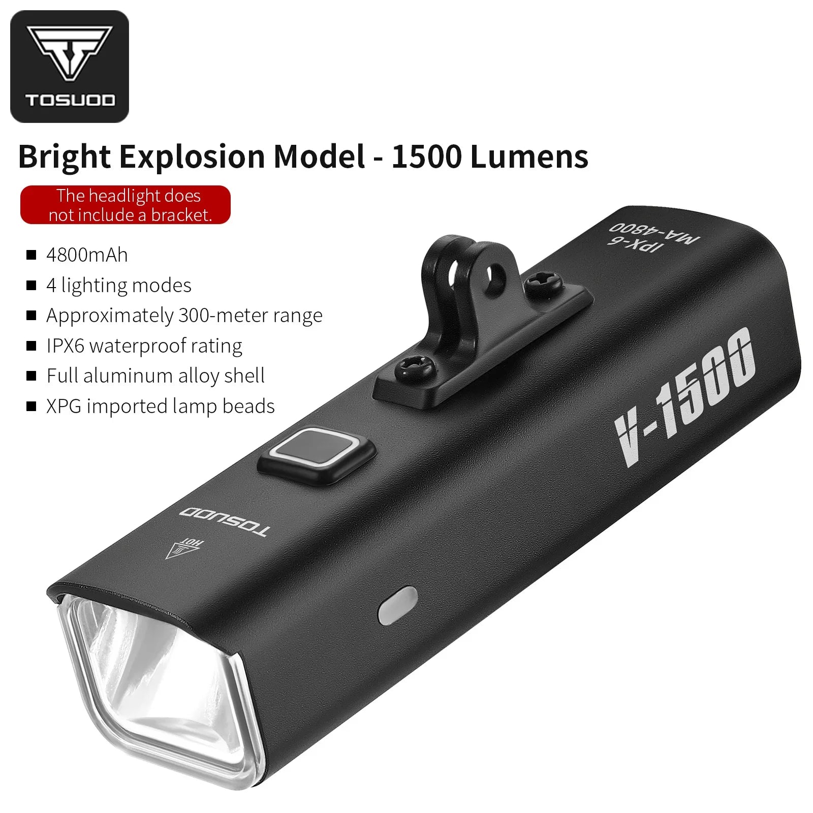 Mounted Bicycle Light With 1500 Lumens
