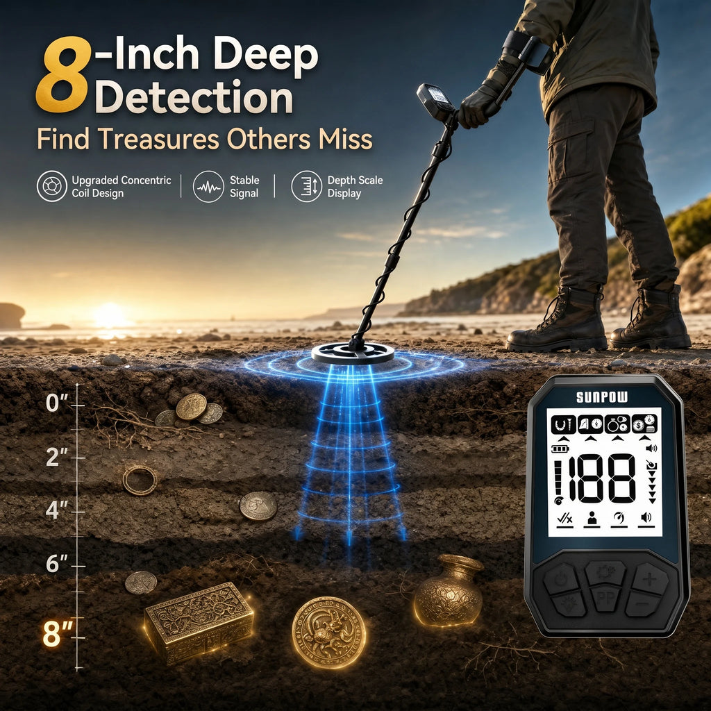 Metal Detector for Adults,8" IP68 Waterproof Coil Rechargeable
