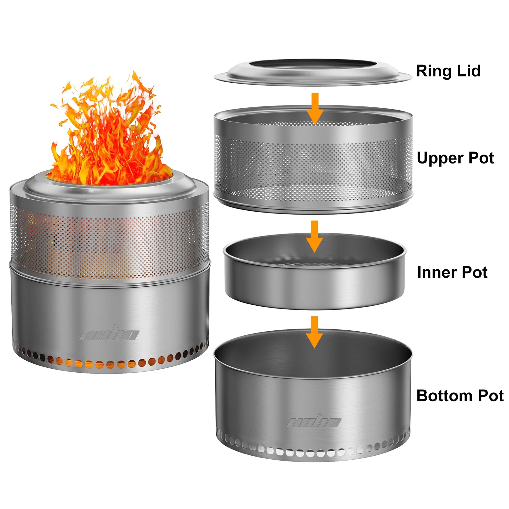 Wood Burning Stainless Steel Smokeless Fire Pit