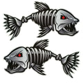 2 Pieces/set Scary Fish Skeleton Sticker