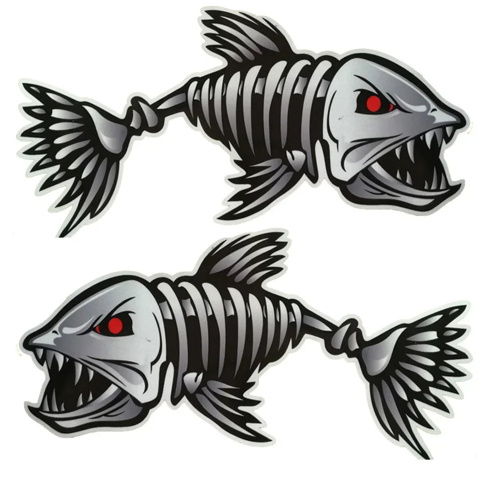 2 Pieces/set Scary Fish Skeleton Sticker