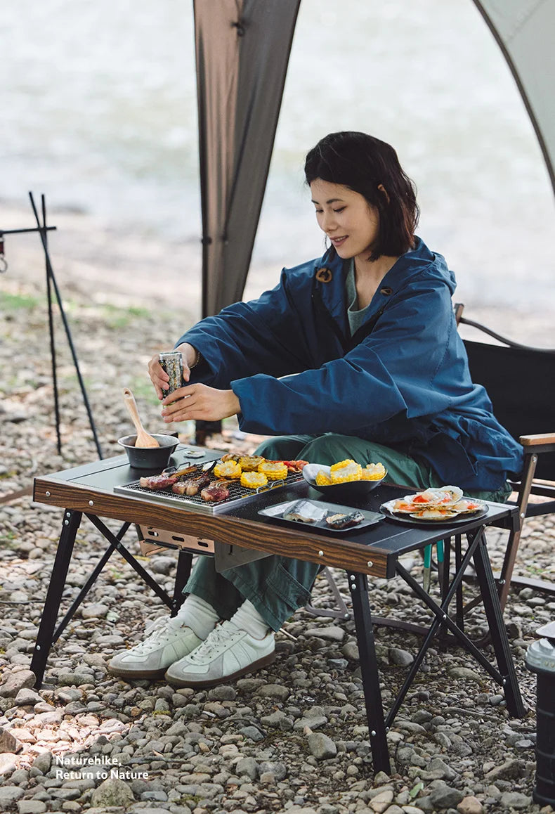 Naturehike Camping Charcoal Grill for IGT Table Portable Folding Barbecue Grill with Tongs Outdoor Car Cooking BBQ Rack